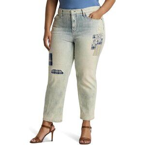 Ralph Lauren  Black Label Patchwork Relaxed Tapered Ankle Jeans Women's Plus Siz